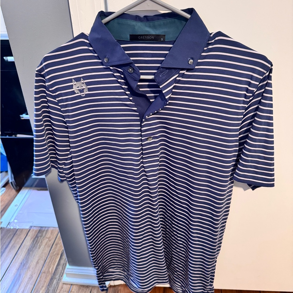 Greyson Men's Blue Striped Polo Shirt icon player issue